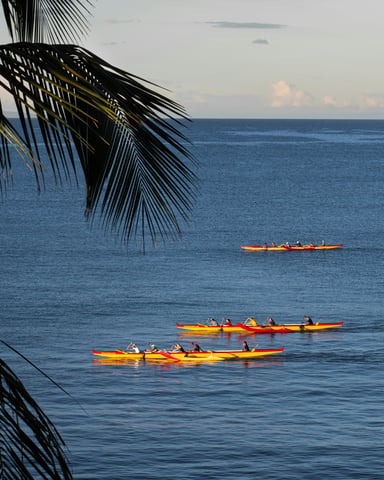 Kayakers on calm Hawaiian waters